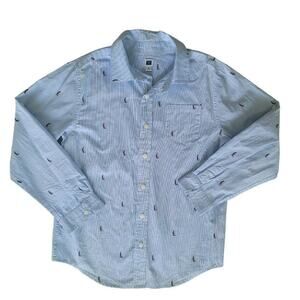 Janie And Jack Boy's Sail Boat Print Button-up Shirt